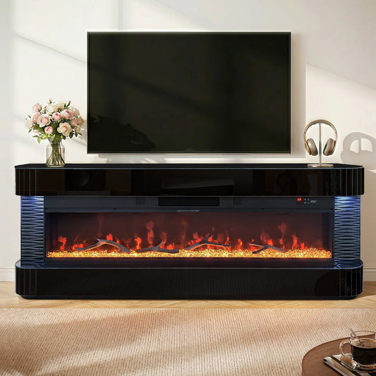 Lush Black LED/BLUETOOTH SPEAKERS  Fireplace Entertainment Center
