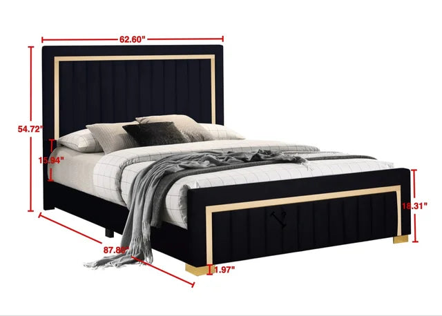 HH880 Black Full Panel Bed