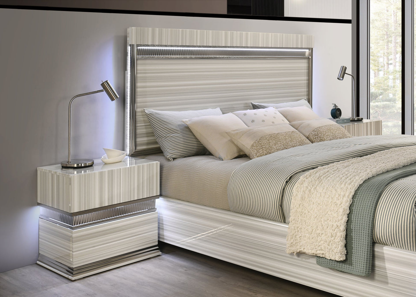 Carrara Platform LED Bedroom Set B33 - Harwin Furniture