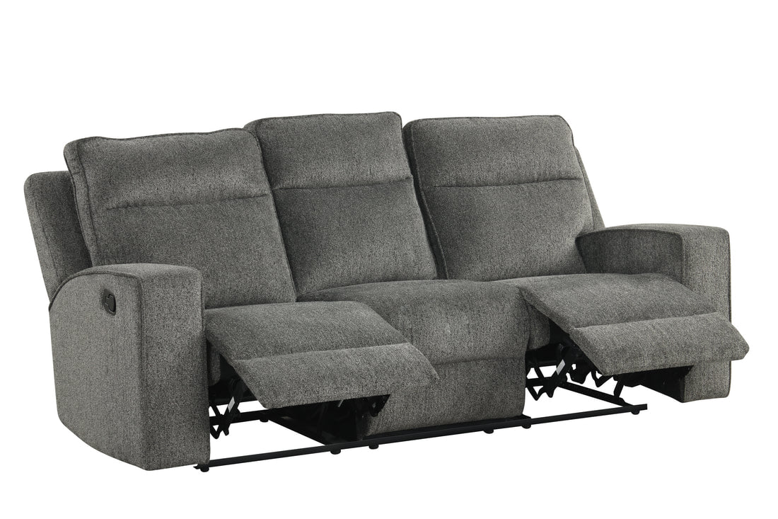 Hudson Dark Grey Thick Chenille Fabric 3pc Reclining Set