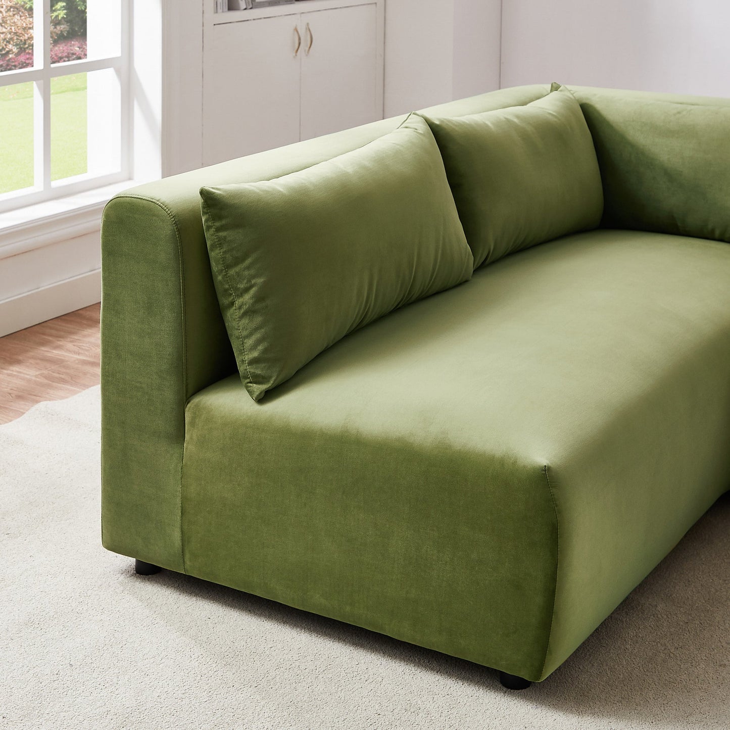 Langridge Olive Green Velvet Modular Corner Sectional