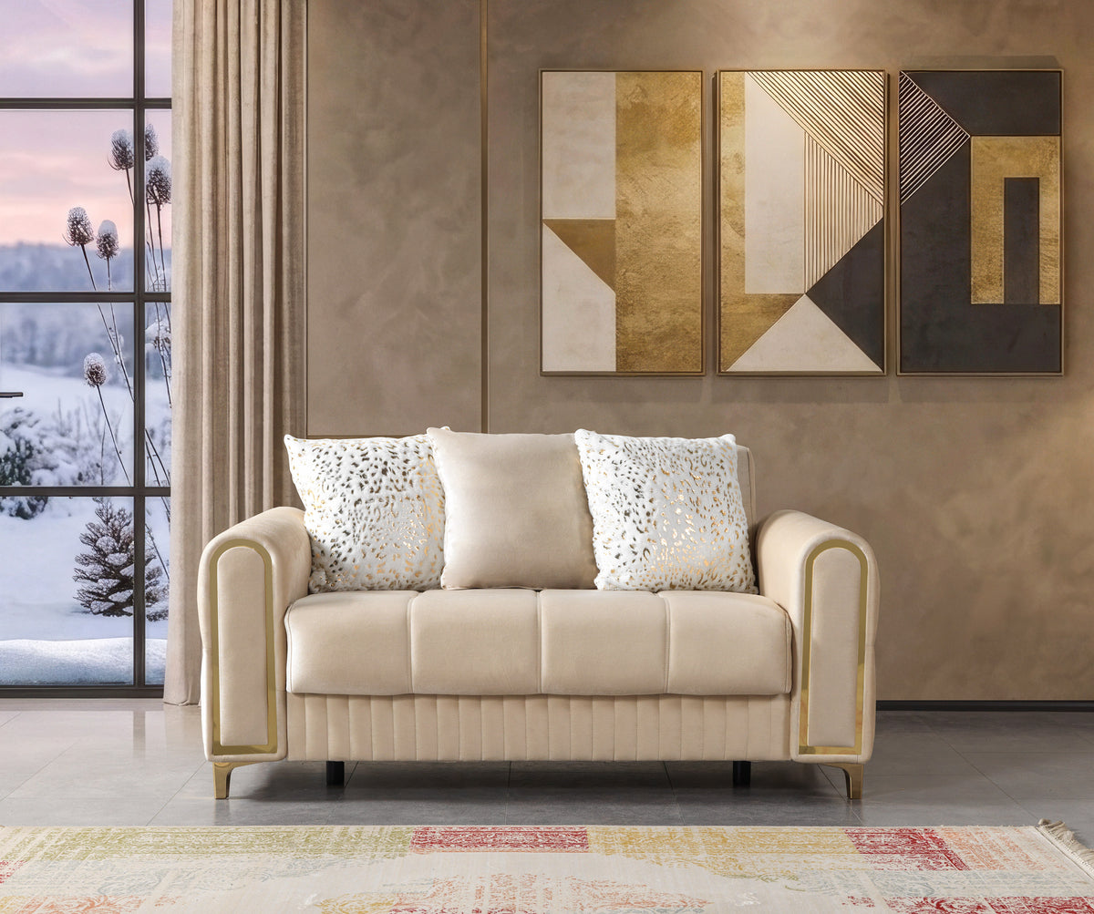 Sandra Ivory Velvet Sofa 88" & Loveseat 64"