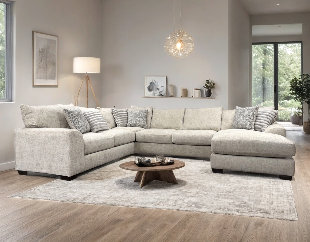 Cream Fabric OVERSIZED Sectional 8600