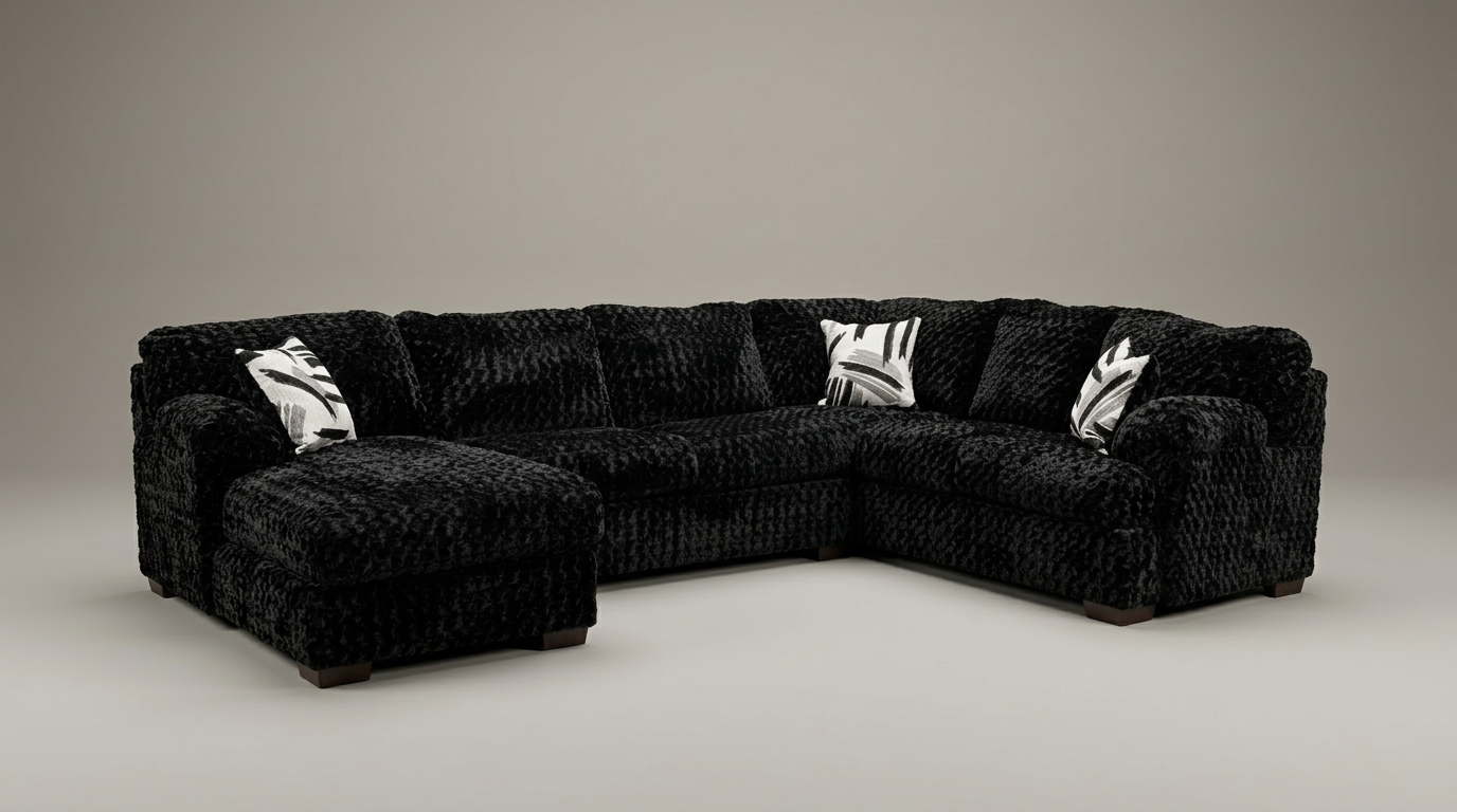 Westwood Black Fabric 133"Sectional