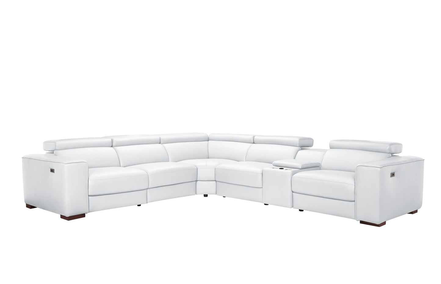Picasso II White 2-POWER Italian Leather Match 6pc Sectional  MI631