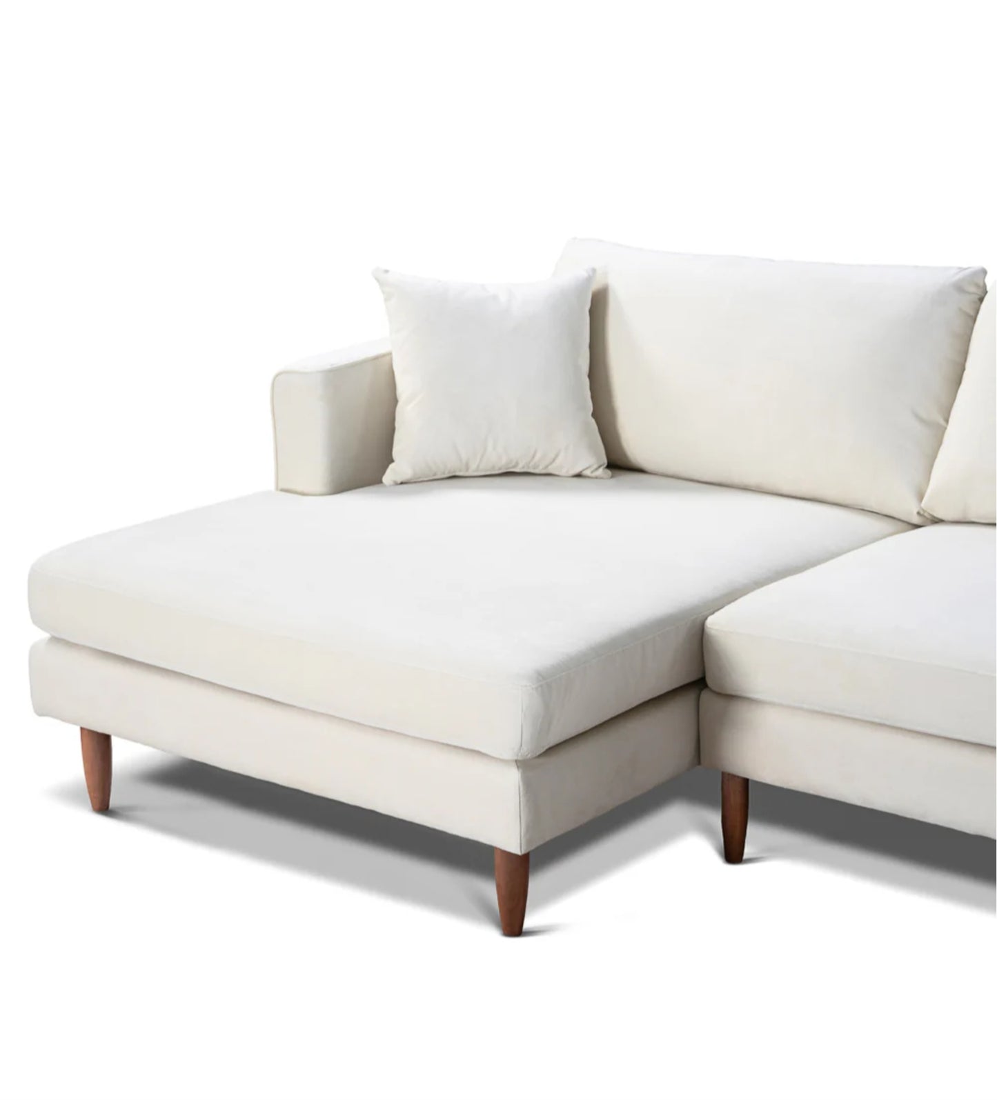 Blake 107" Cream Velvet L-Shaped Sectional Sofa Left Facing