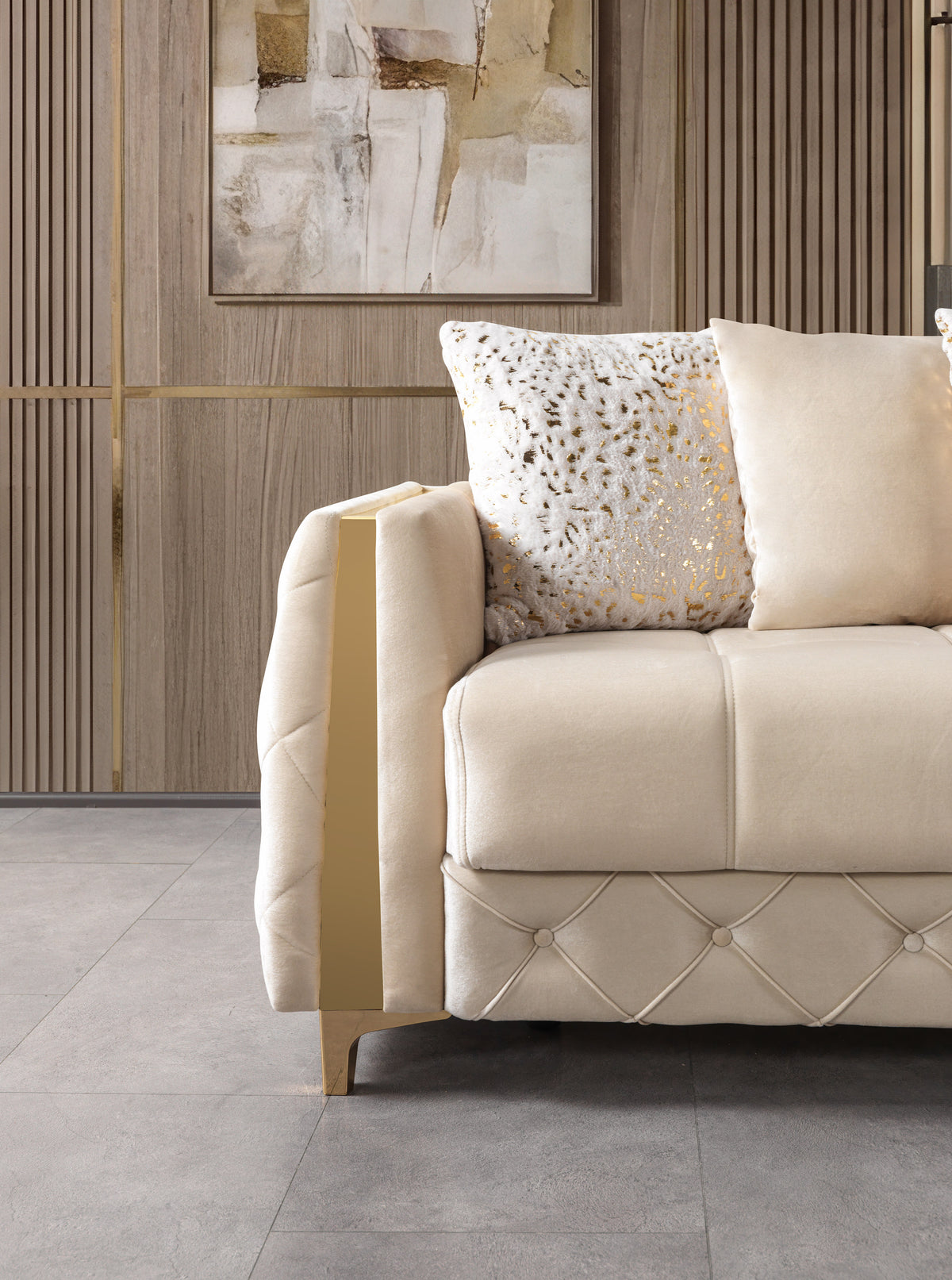 Florence Ivory Velvet Sofa 88" & Loveseat 64"