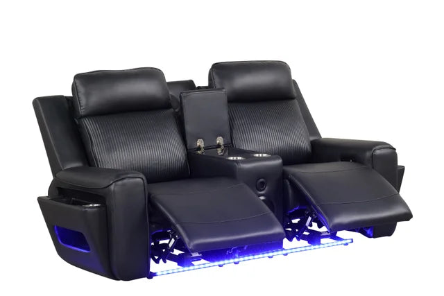 Rolls Royce Black POWER/LED/BLUETOOTH SPEAKERS 3pc Reclining Set