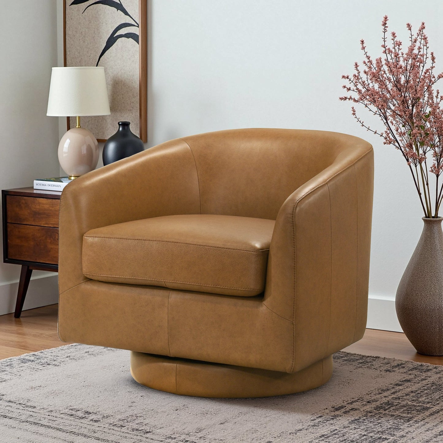 Danville Tan TOP GRAIN LEATHER Swivel Chair