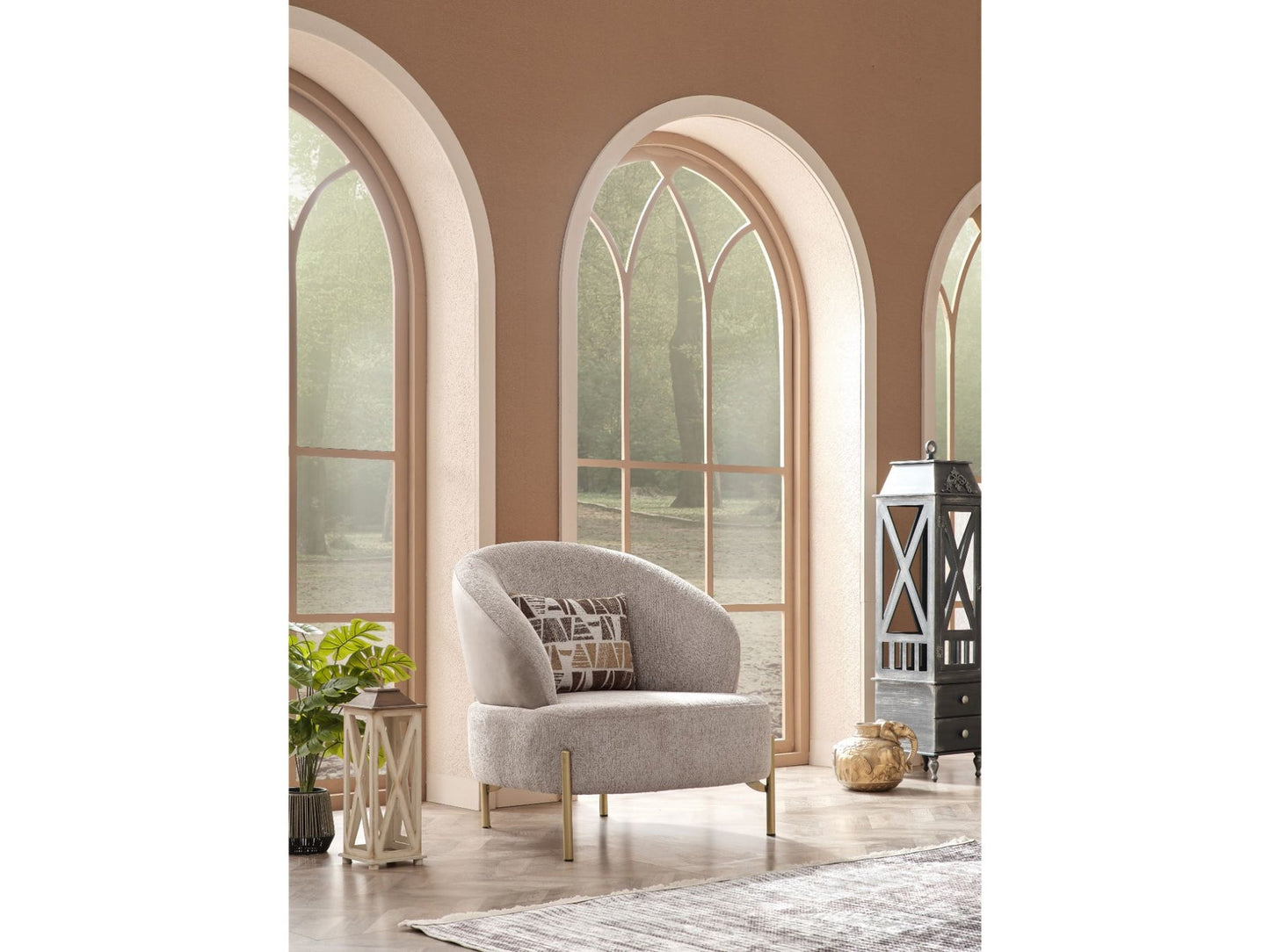Urla 3-pieces (Sofa & Module Sofa & 1 Chair) Livingroom Set Cream