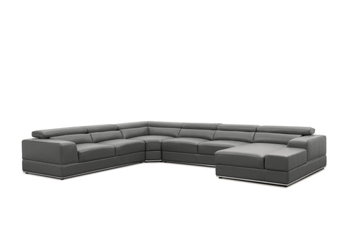 Nella Dark Grey Sectional Sofa | Italian Leather Match MI-5107