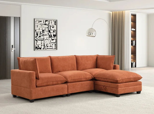 Cloud21 121" Rust Performance Fabric Sectional