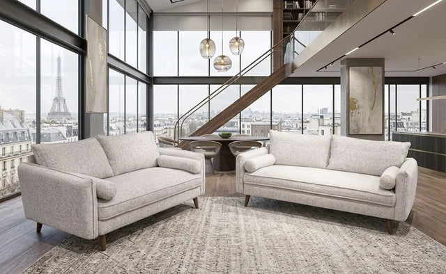Vanti Beige Fabric Sofa and Loveseat