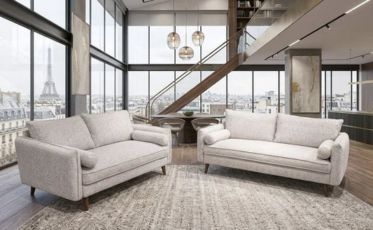 Vanti Beige Fabric Sofa and Loveseat