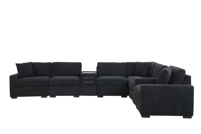 Barista Black BLUETOOTH SPEAKERS 8PC Modular Sectional Set