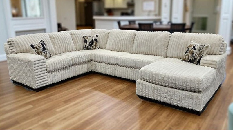 Austin Ivory Thick Stripe Fabric  Sectional S319