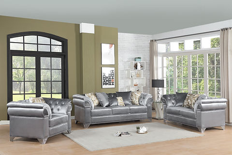 Emma Grey Velvet Sofa and Loveseat S3600