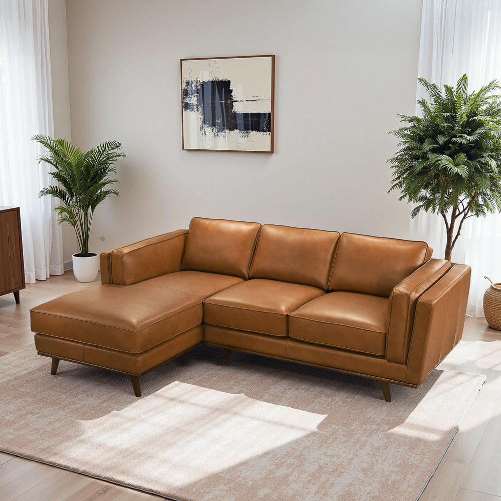 Chase 92" Tan Genuine Leather LAF Sectional