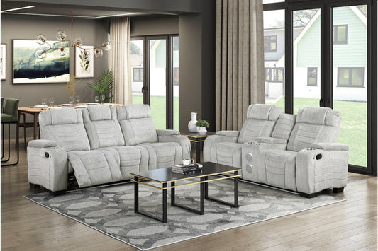 Ronan Light Gray Double Reclining Living Room Set 8455