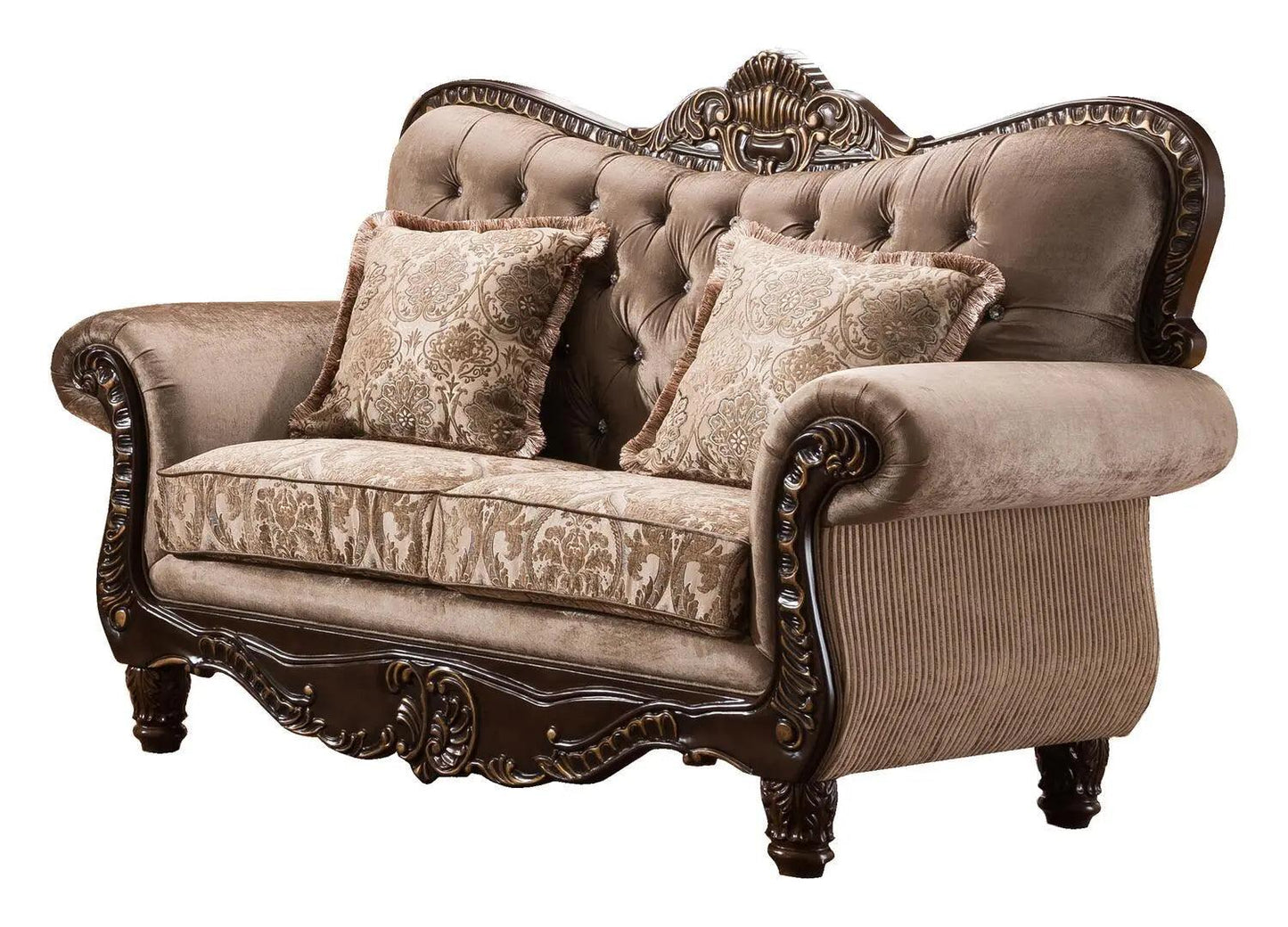 Giana Cherry Wood Finish Luxury Living Room Set