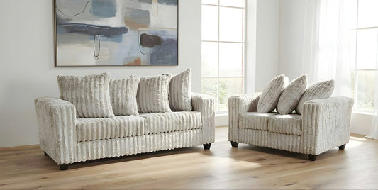 Gia Silver Stripe Fabric Sofa and Loveseat S300