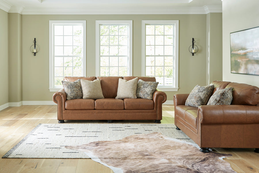 Carianna Caramel GENUINE LEATHER OVERSIZED Sofa And Loveseat