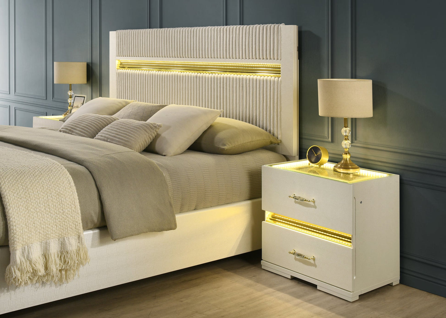 Brillia Gold LED Panel Bedroom Set  B34 - Harwin Furniture