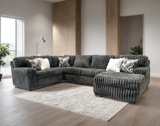 Charcoal Corduroy Fabric Sectional 9800