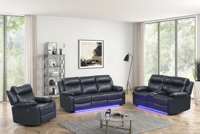Aiden Black LED 3PC Reclining Set