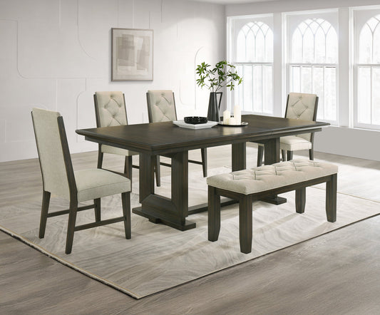Herbert Espresso/Beige Extendable Dining Set 2154