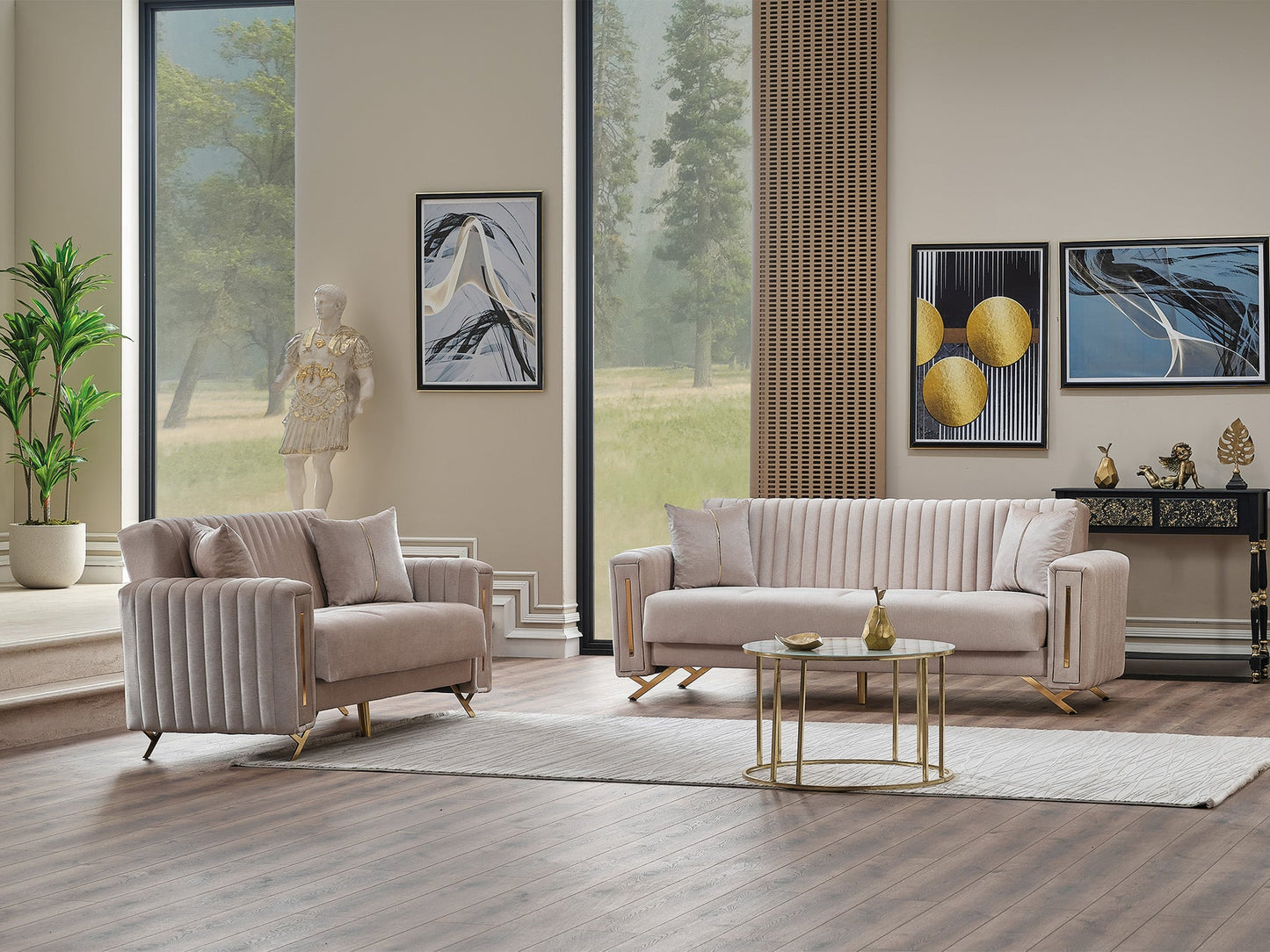 Senfoni 3-pieces (Sofa & Loveseat & Chair) Livingroom Set Beige