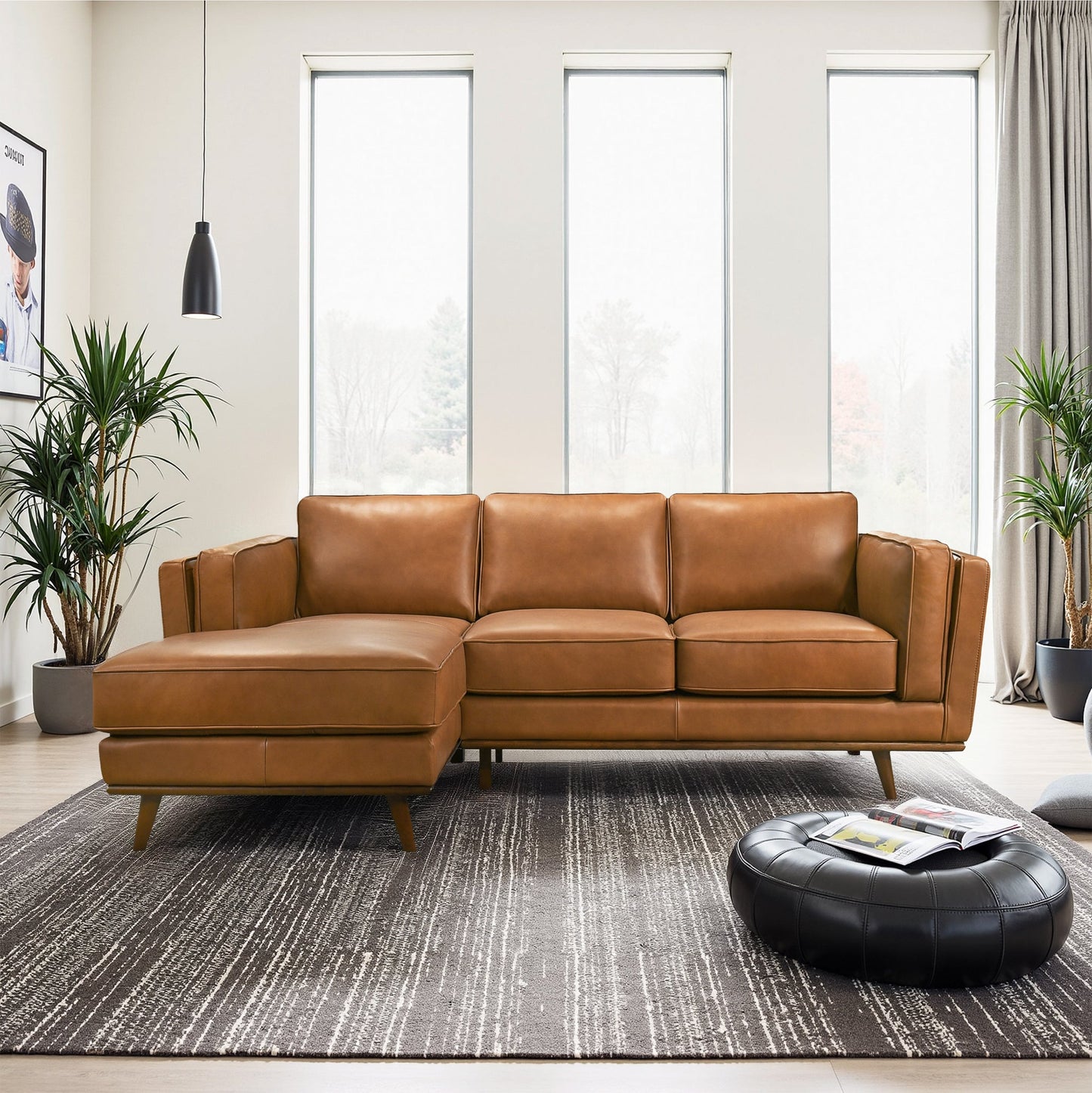 Chase 92" Tan Genuine Leather LAF Sectional