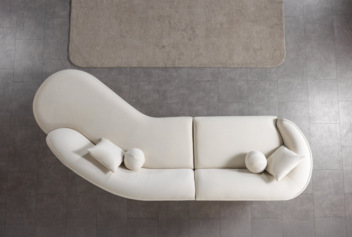 Cloe Ivory Velvet Curved 134" RAF Sectional