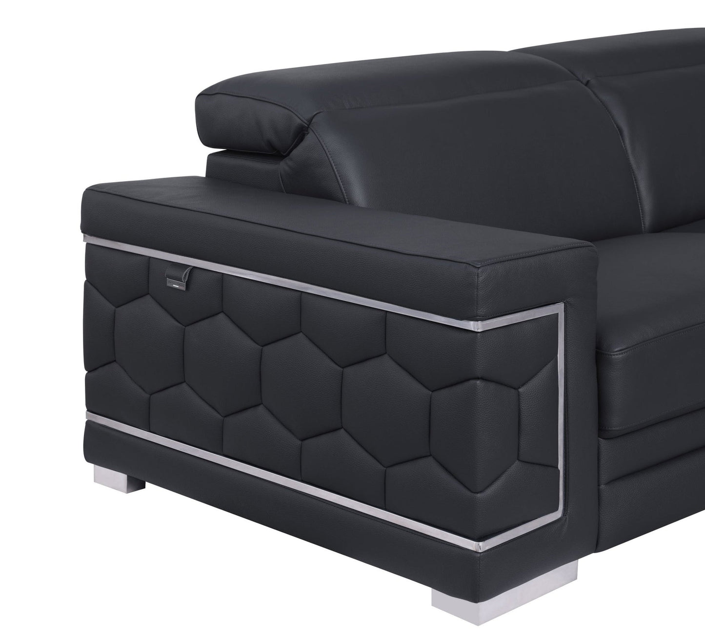 Favo Black Italian Leather Sectional MI-1255