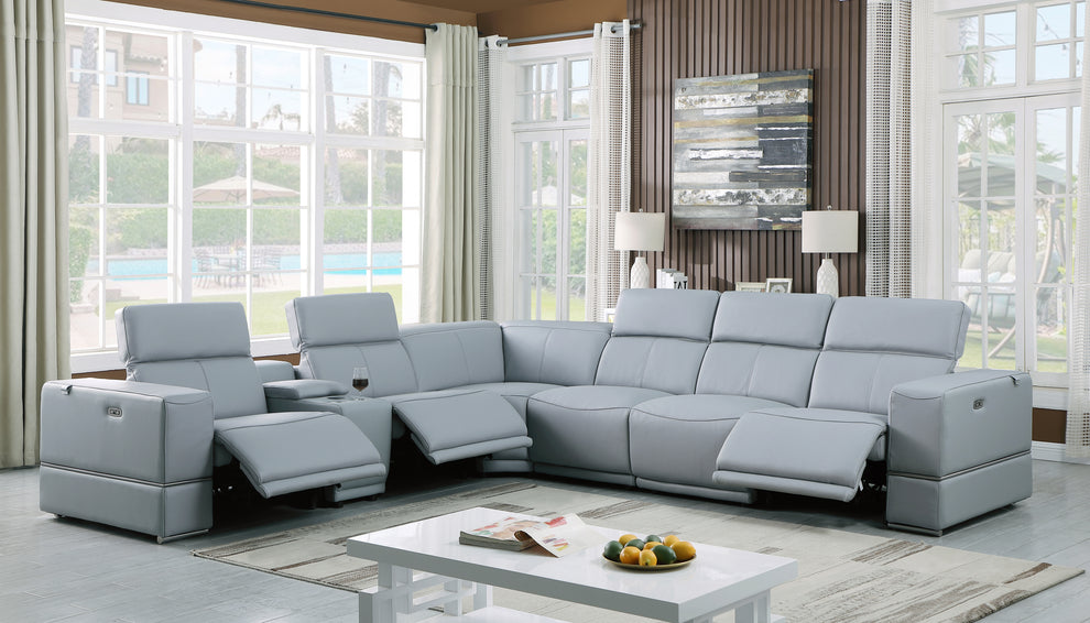 Franco Blue  7pc 3-POWER Reclining Sectional MI-1122