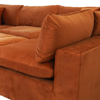 Hayward Burnt Orange Velvet Modular Sectional Sofa