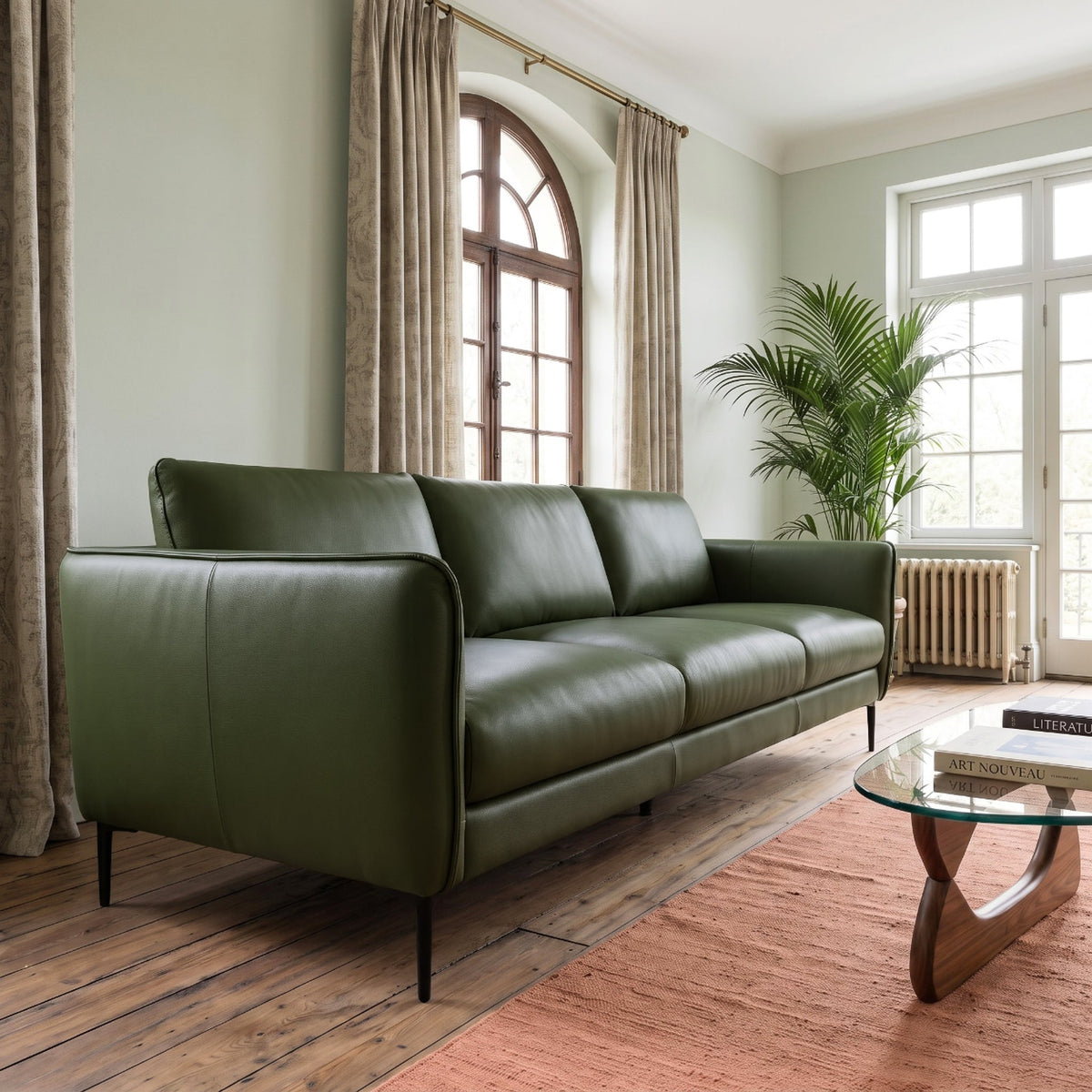 Cooperstown Green TOP GRAIN LEATHER Sofa