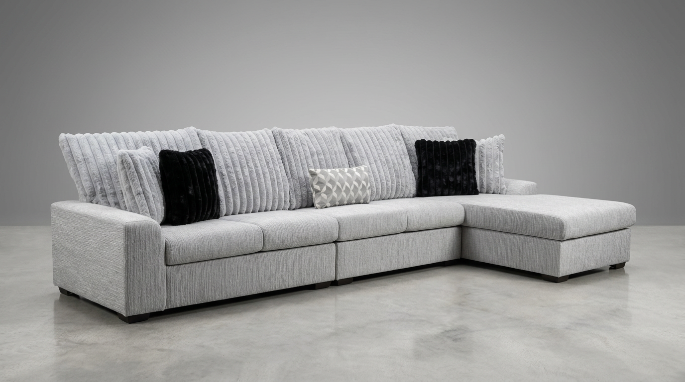 Brady Grey Fabric 3pc Sectional  S1801