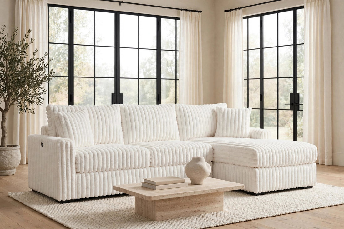 SOL Beige Corduroy Reversible Sectional