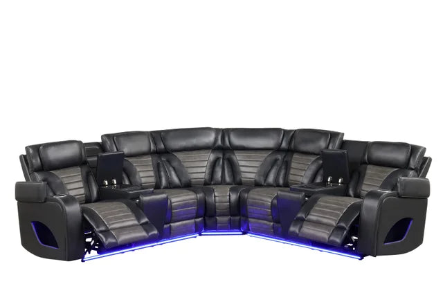 IBIZA Black POWER/LED/BLUETOOTH SPEAKERS Reclining Sectional