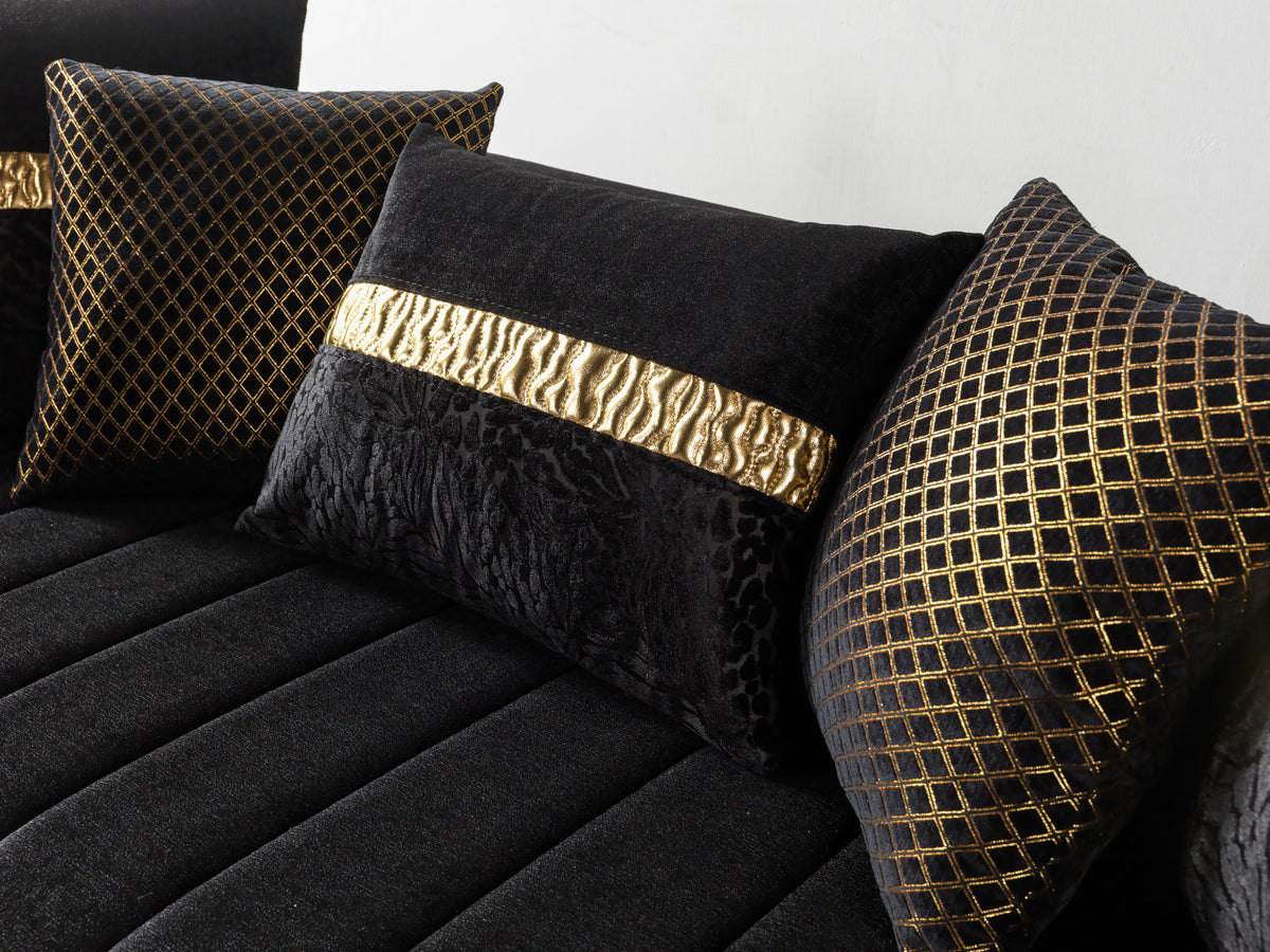 Carlina Black Velvet Living Room Set