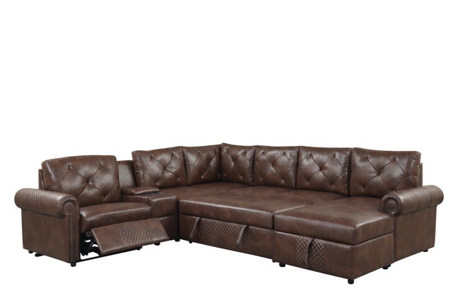 Winston Brown POWER Reclining Sectional (Pull-Out Bed)