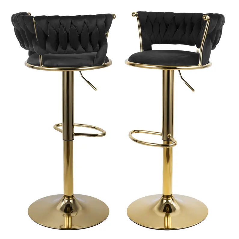 Back/Gold Velvet Swivel Bar Stool 1139 2 Per Box