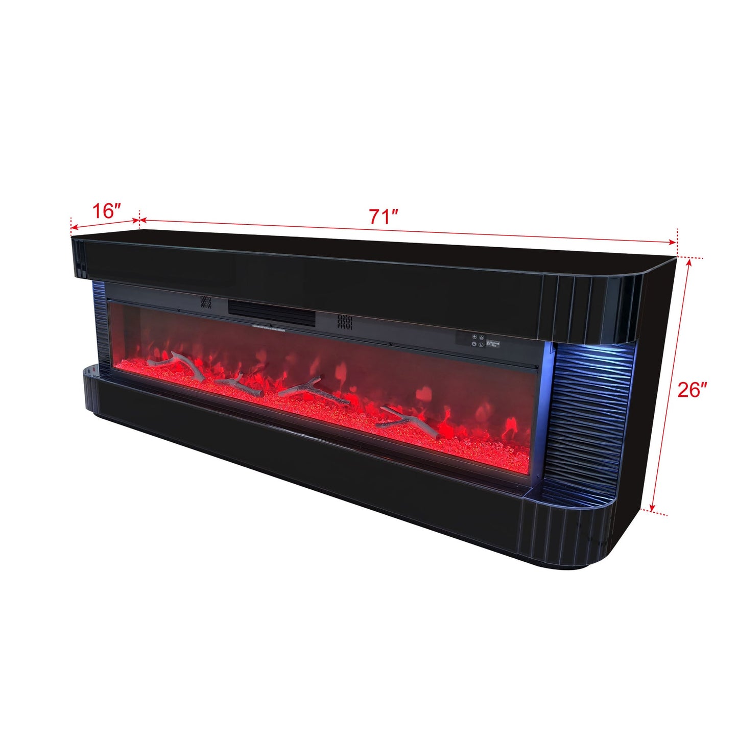 Lush Black LED/BLUETOOTH SPEAKERS  Fireplace Entertainment Center