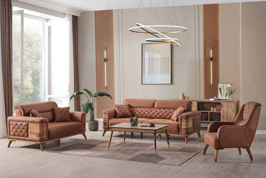 Ruby 3-pieces (Sofa & Loveseat & Chair) Livingroom Set Brick