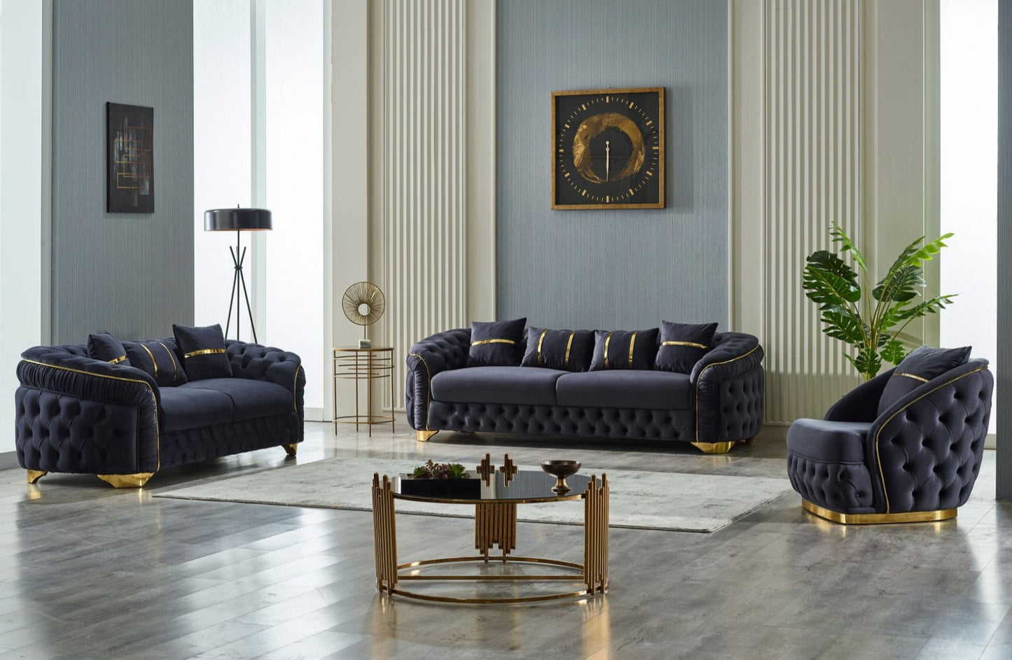Arizona 3-pieces (Sofa & Loveseat & Chair) Livingroom Set Anthracite