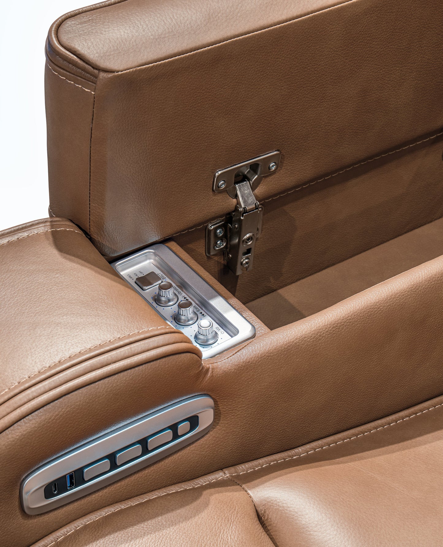 Knightington Caramel Power Top Grain Leather Reclining Living Room Set PCU11600