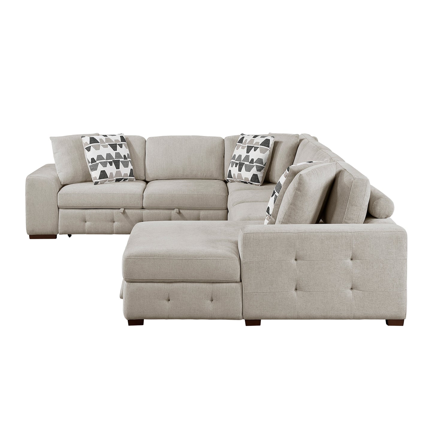 Raife Taupe 5pc Sectional with Right Chaise and Ottoman 9624
