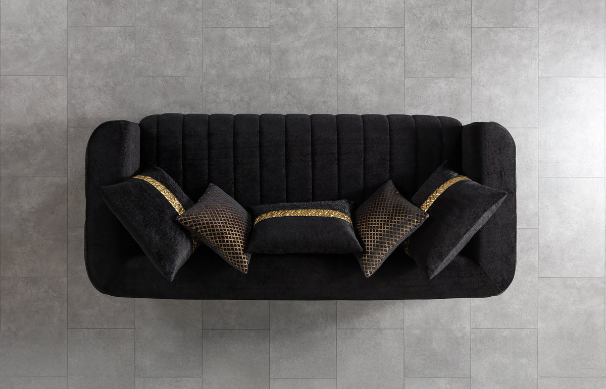 Carlina Black Velvet Living Room Set