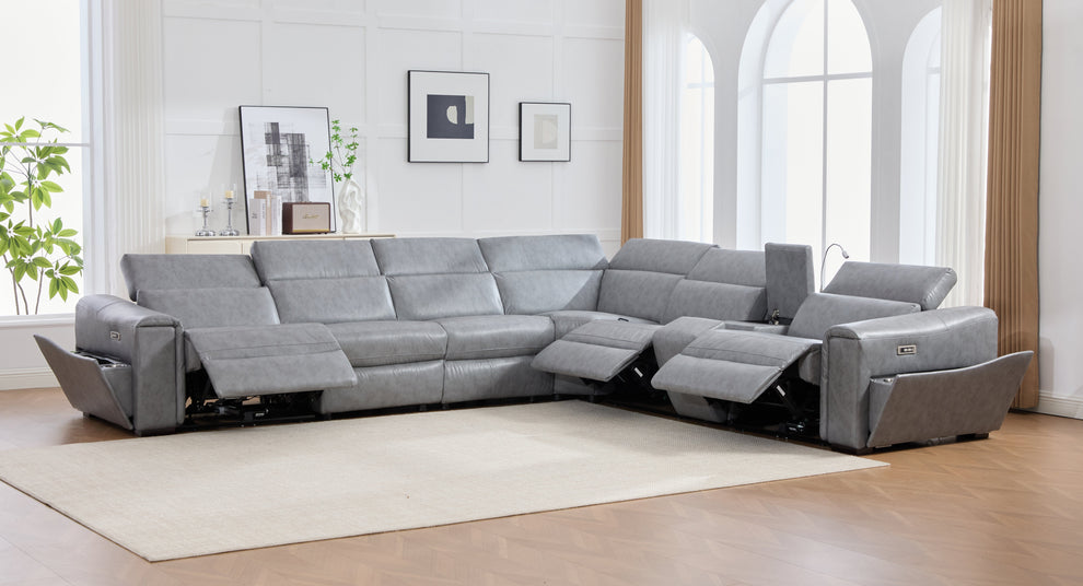 Divani Grey POWER/BLUETOOTH SPEAKERS RECLINING SECTIONAL S681